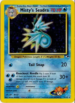 Misty’s Seadra 9/132 Holo Prerelease Gym Heroes NM/Mint STAMP Promo Pokemon Card - Image 2