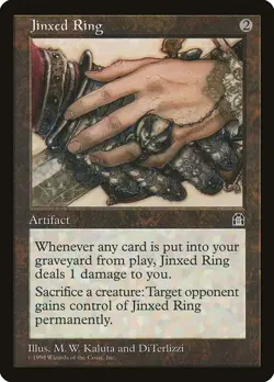 Jinxed Ring NM/M Stronghold Artifact Mtg Magic English Regular - Image 1