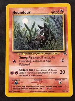 Pokemon Houndour 24/75 Neo Discovery Rare 2001 50HP Dark 10/20 Attack - Image 1