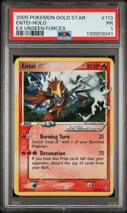 2005 Pokemon Ex Unseen Forces #113 Entei-Holo Ex Unseen Forces PSA 1 - Image 1