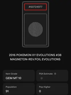 PSA 10 2016 Pokemon XY Evolutions Magneton Reverse Holo #38 • POP 91 - Image 2