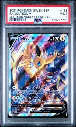 2021 POKEMON SWSH BLACK STAR PROMO #183 FULL ART/JOLTEON V PSA 9 - Image 1