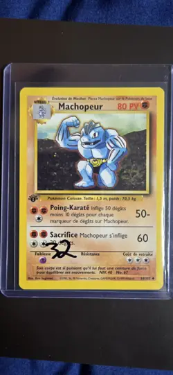 Pokemon Machopeur 34/102 Base Set 1st Edition French Machoke - Image 1