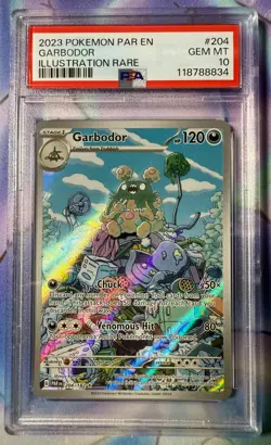 Garbodor Illustration Rare 204/182 Pokemon SV: Paradox Rift PSA 10 GEM MINT - Image 1