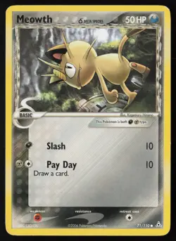 Pokemon Vintage Meowth (Delta Species) 71/110 Holon Phantoms Non-Holo - HP / DMG - Image 1