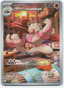 Gurdurr 126/086 Illustration Rare Holo SV: Black Bolt NM Pokemon - Image 1