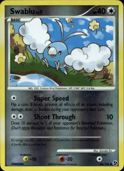 Swablu 86/106 Reverse Holo DP Great Encounters Pokemon - Image 1