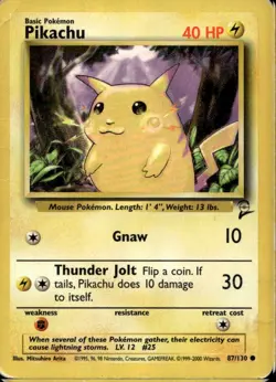 Pikachu 87/130 Common WOTC Base Set 2 Pokemon - Image 1