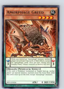 Yu-Gi-Oh TCG Amorphage Greed SHVI-EN026 1st Edition Regular Rare Card NM - Image 1