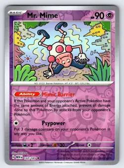 Mr. Mime 122/165 2023 S&V Pokemon 151 Set Pokemon Card TCG Reverse Holo Rare Nm - Image 1