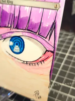 SOL RING - MTG *Altered Hand Painted Original Art Anime - Nazuna Call Night - Image 3