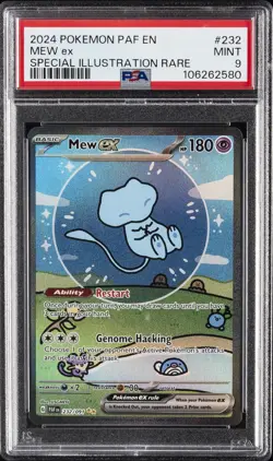 2024 POKEMON PAF EN-PALDEAN FATES SPECIAL ILLUSTRATION RARE #232 MEW EX PSA 9 - Image 1