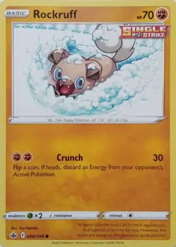086/198 ROCKRUFF | COMMON | CHILLING REIGN POKEMON CARD - Image 1
