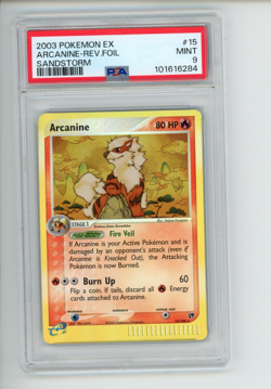 2003 Pokemon EX Sandstorm Arcanine 15/100 Reverse Holo Foil Rare PSA 9 MINT - Image 1