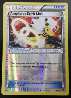 POKEMON AMPHAROS SPIRIT LINK 70/98 REVERSE HOLO ANCIENT ORIGINS 2015 POKEMON NM - Image 1