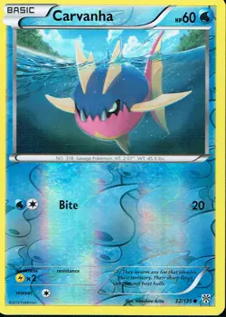 POKEMON PLASMA STORM EXPANSION REVERSE HOLO CARD 32/135 CARVANHA ex - Image 1