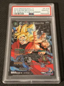 Dragonball Super Card Game P-418 SS Son Goku Xeno Reflexive Strike WINNER PSA 10 - Image 1