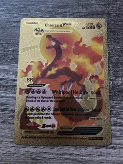 Hellfire Charizard V Gold Foil FanArt Pokemon Card HP 586 - Image 1