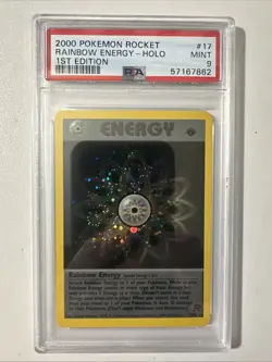 Pokemon PSA 9 1st Edition Rainbow Energy 17/82 Team Rocket Holo - Image 1
