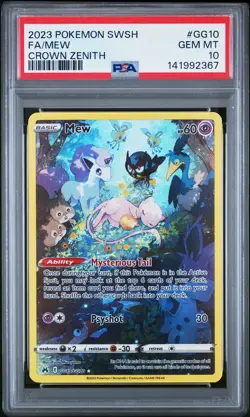 2023 POKEMON SWORD & SHIELD CROWN ZENITH #GG10 FULL ART/MEW PSA 10 - Image 1
