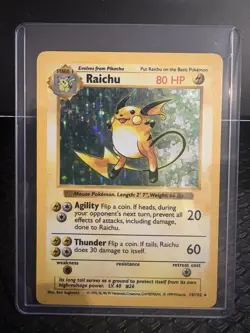 Pokemon Raichu 014/102 Base Set Shadowless Rare Holo in Excellent Condition - Image 1
