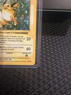 Pokemon Raichu 014/102 Base Set Shadowless Rare Holo in Excellent Condition - Image 3