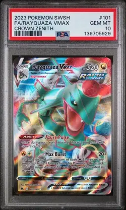 RAYQUAZA VMAX PSA 10 2023 POKEMON SWORD & SHIELD CROWN ZENITH #101/159 FA - Image 1