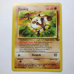 1999 Pokemon Card Mankey Jungle Set Unlimited 55/64 WoTC TCG NM - Image 1