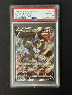 2021 Pokemon Battle Styles 151/163 SINGLE STRIKE URSHIFU V PSA 10 GEM - Image 1