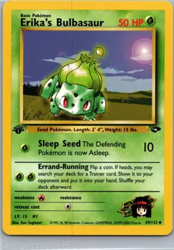 Erika's Bulbasaur 39/132 Uncommon Gym Challenge Pokemon NM - Image 1