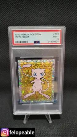 1999 Merlin Pokemon Mew #S25 Prism Sticker - PSA 9 Mint - Image 1
