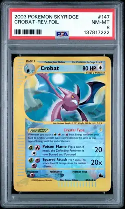 Crobat 147/144 Skyridge 2003 Reverse Holo PSA 8 NM-MT Crystal Pokemon New Cert - Image 1