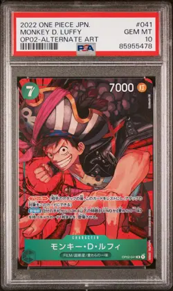 Monkey D. Luffy 041 Alternate Art One Piece OP02 Japanese PSA 10 Alt - Image 1