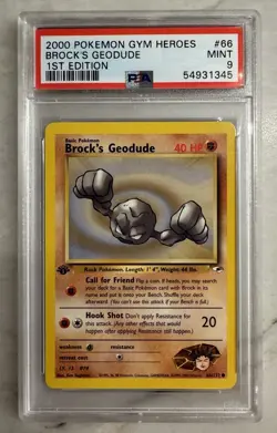 Pokemon Gym Heroes Brock's Geodude 1st Edition PSA 9 #66/132 2000 - Image 1