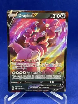 Drapion V Ultra Rare Holo Pokemon Card Lost Origins 118/196 - Image 1
