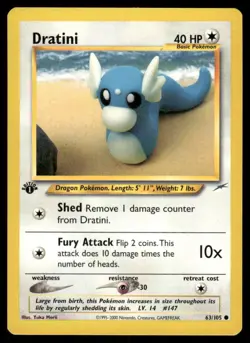 2* Pokemon Cards Dratini 63/105 1st Edition Neo Destiny Common - Image 1