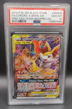 2019 POKEMON SM BLACK STAR PROMO #SM230 FULL ART/CHARIZARD & BRAIXEN GX PSA 10 - Image 1