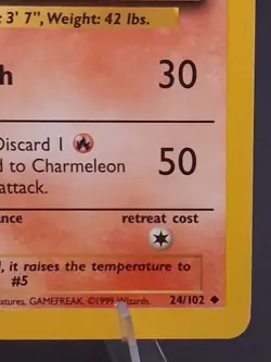 Pokemon TCG Charmeleon 24/102 Base Set Unlimited Vintage 1999 WOTC MP - Image 3