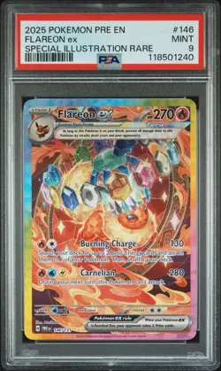 2025 Pokemon Prismatic Evolutions Flareon Ex SIR 146 PSA 9 Mint - Image 1