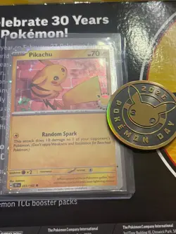 2026 Pikachu 051/162 Pokemon Day 30th Anniversary Stamped Promo TCG Plus Coin - Image 1