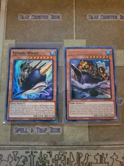 YUGIOH MEGA FORTRESS WHALE LED9 ULTRA + CITADEL WHALE LDS1 ULTRA GREEN 1ST NM - Image 1