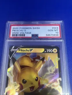 2020 Pokemon English Card - PSA 10 - Pikachu V SWSH Vivid Voltage #43 - Image 2