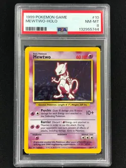 Pokemon 1999 Mewtwo Holo 10/102 PSA 8 - Image 1