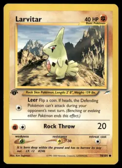 2* Pokemon Cards Larvitar 70/105 1st Edition Neo Destiny Common - Image 1