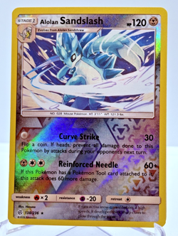 Pokemon Card Alolan Sandslash Cosmic Eclipse Reverse Holo Rare 138/236 Near Mint - Image 1