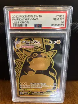 Pokemon Pikachu TCG Lost Origin VMAX Gold Holo Card TG29/TG30 2022 PSA10 - Image 1