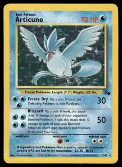 2* Pokemon Cards Articuno 2/62 Unlimited Holofoil Fossil Holo Rare - Image 1