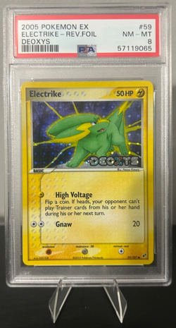 2005 POKEMON EX DEOXYS 59/107 ELECTRIKE REVERSE FOIL PSA 8 - Image 1