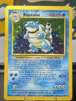 Pokemon TCG Blastoise 002/102 Base Set Unlimited Holo Rare Vintage 1999 WOTC - Image 1