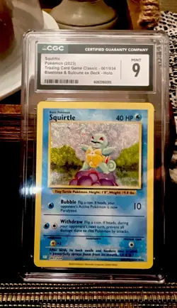 CGC 9 Squirtle 001/034 CLB Classic Box Holo Rare Pokemon 2023 Gem Mint - Image 1